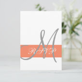 Carte RSVP de mariage gris corail | Noms des monog (Debout devant)