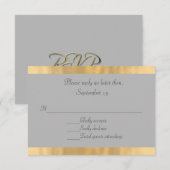Carte RSVP de mariage gris et or élégant (Devant / Derrière)