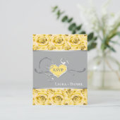 Carte RSVP de mariage gris, rose jaune (Debout devant)