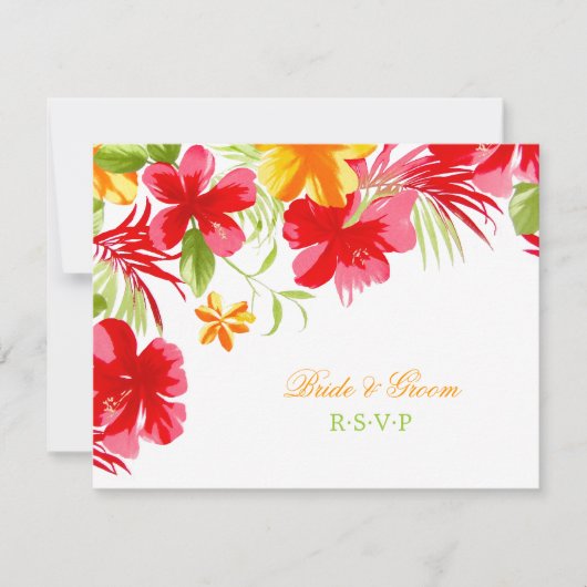 Carte RSVP de mariage Hibiscus tropical (Devant)