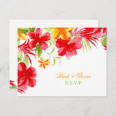 Carte RSVP de mariage Hibiscus tropical (Devant / Derrière)
