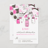 Carte RSVP de mariage Hot Pink Mason Jars (Devant / Derrière)