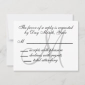 Carte RSVP de mariage Hot rose Damask Monogramme & (Dos)