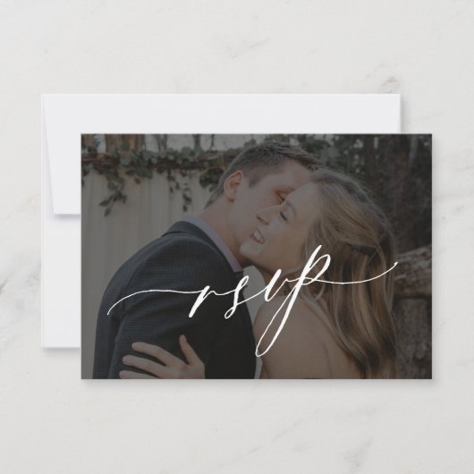 Carte RSVP de mariage imprimable avec script éléga (Devant)