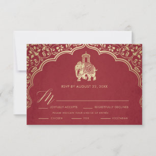 Carte RSVP de mariage indien, invitation blanche e