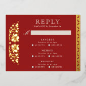 Carte RSVP de mariage indien Lotus Flower Multi Ev (Recto)