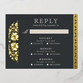 Carte RSVP de mariage indien Lotus Flower Multi Ev (Recto)