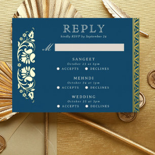 Carte RSVP de mariage indien Lotus Flower Multi Ev