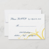 Carte RSVP de mariage initiale Jaune, Bleu Frotles (Dos)