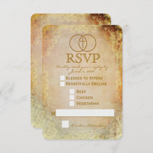 Carte RSVP de mariage inter-religieux encerclée (Devant / Derrière)