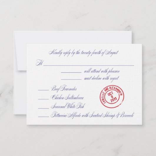 Carte Rsvp de mariage Janelle (Devant)