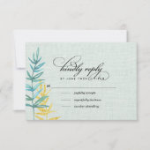 Carte RSVP de mariage jaune de la menthe florale A (Devant)