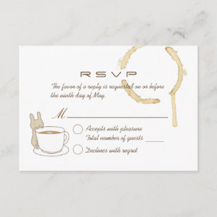 Carte RSVP de mariage lapin et café mignonne