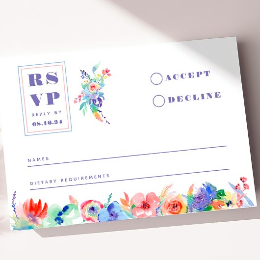 Carte RSVP de mariage LGBTQ Floral moderne