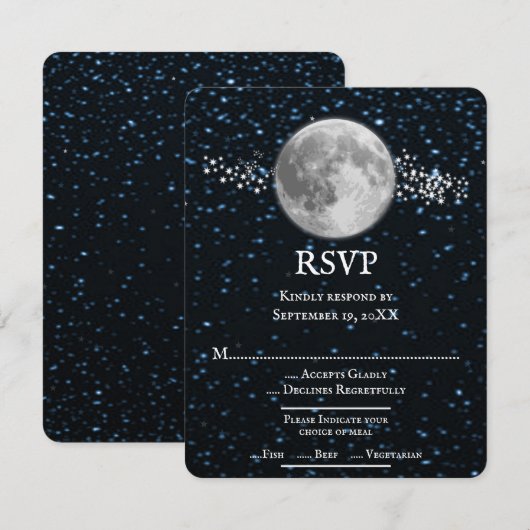 Carte RSVP de mariage lunaire (Devant / Derrière)