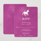 Carte RSVP de mariage Magenta Unicorn (Devant / Derrière)