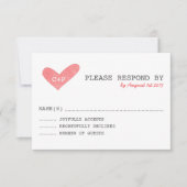 Carte RSVP de mariage manuscrite Watercolor Heart (Devant)