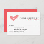 Carte RSVP de mariage manuscrite Watercolor Heart (Devant / Derrière)