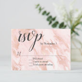 Carte RSVP de mariage marbré rose or (Debout devant)