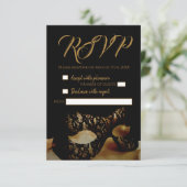 Carte RSVP de mariage Masque d'or (Debout devant)