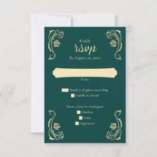 Carte RSVP de mariage médiévale des Roses royaux