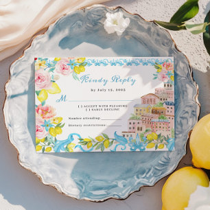 Carte RSVP de mariage méditerranéen de la côte d'A