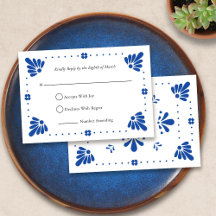 Carte RSVP de mariage mexicaine Talavera