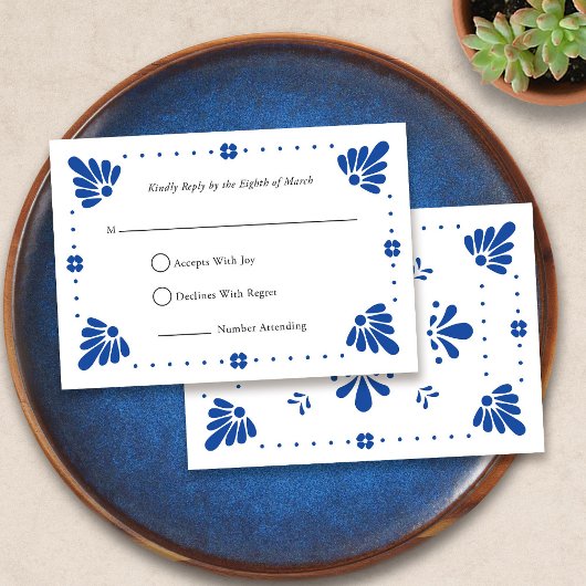 Carte RSVP de mariage mexicaine Talavera