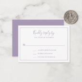 Carte RSVP de mariage mini violet Dusty traditionn (Devant/Arrière en situation)