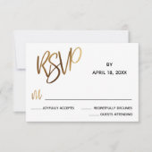 Carte RSVP de mariage minimal de typographie or Fa (Devant)