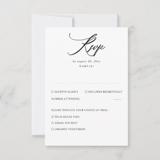 Carte RSVP de mariage minimal moderne (Devant)