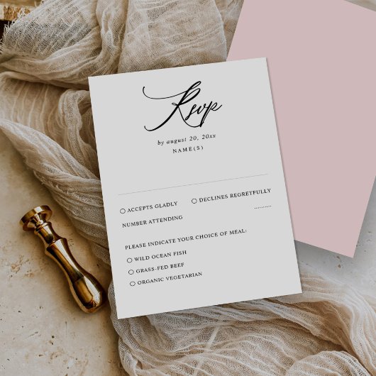 Carte RSVP de mariage minimal moderne