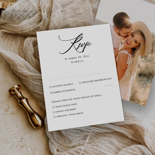 Carte RSVP de mariage minimal moderne