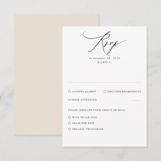 Carte RSVP de mariage minimal moderne beige (Devant / Derrière)