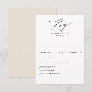 Carte RSVP de mariage minimal moderne beige
