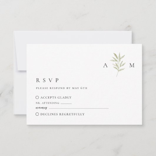 Carte RSVP de mariage minimal pour monogramme d'ol (Devant)