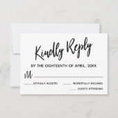 Carte RSVP de mariage minimale en noir et blanc (Devant)