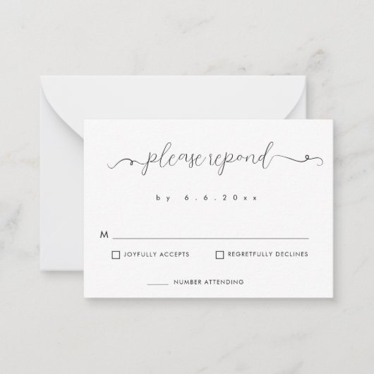 Carte RSVP de mariage minimaliste BUDGET (Devant)