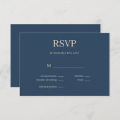 Carte RSVP de mariage minimaliste classique bleu m (Devant / Derrière)