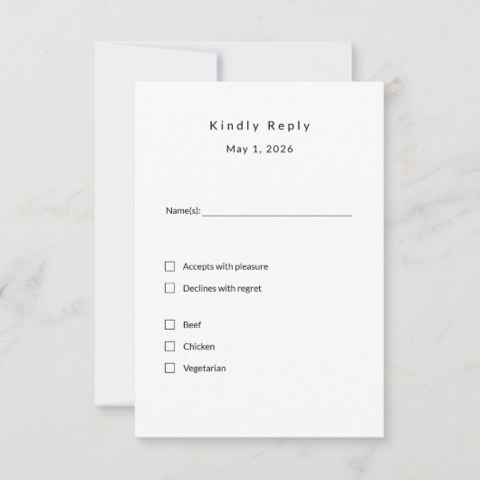 Carte RSVP de mariage minimaliste - Élégante perso (Devant)