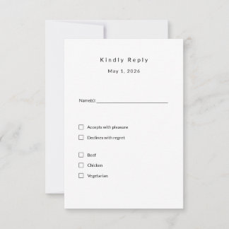 Carte RSVP de mariage minimaliste - Élégante perso