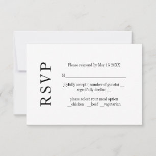Carte RSVP de mariage minimaliste moderne