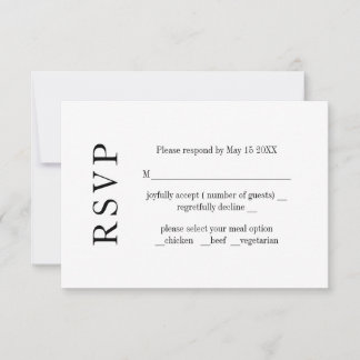 Carte RSVP de mariage minimaliste moderne