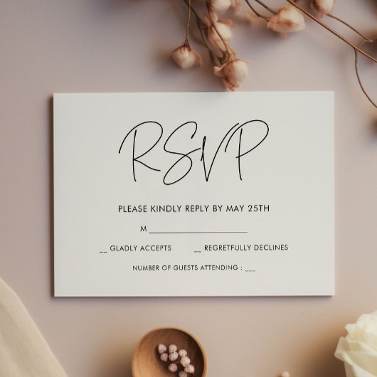 Carte RSVP de mariage minimaliste moderne