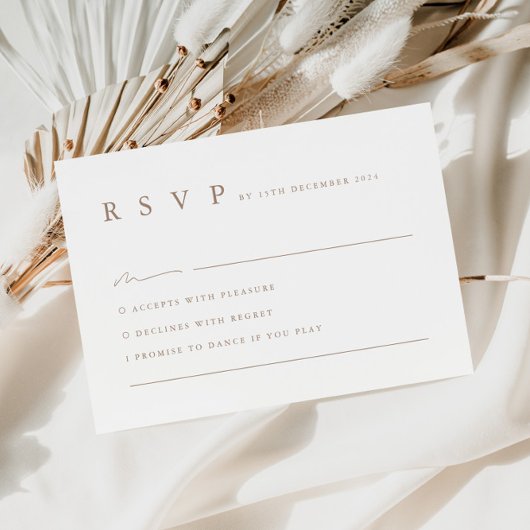 Carte RSVP de mariage minimaliste moderne neutre