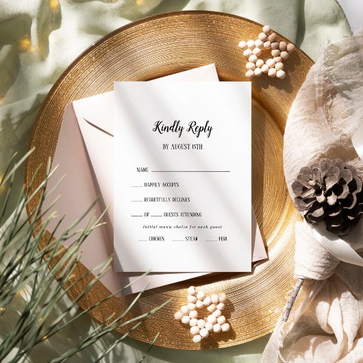 Carte RSVP de mariage minimaliste simple