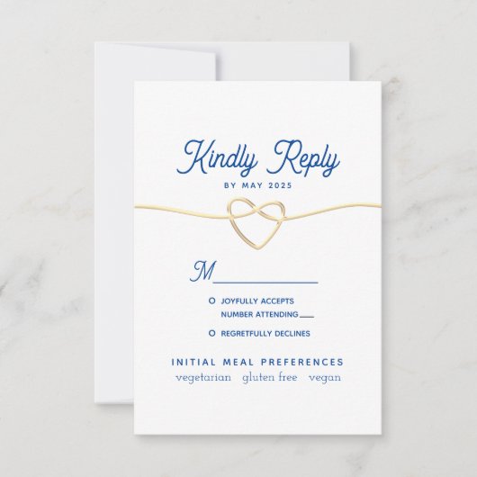 Carte RSVP de mariage minimum bleu (Devant)