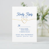 Carte RSVP de mariage minimum bleu (Debout devant)