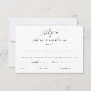 Carte RSVP de mariage moderne amusant Dusty bleu