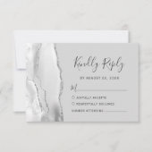 Carte RSVP de mariage moderne gris clair gris arge (Devant)